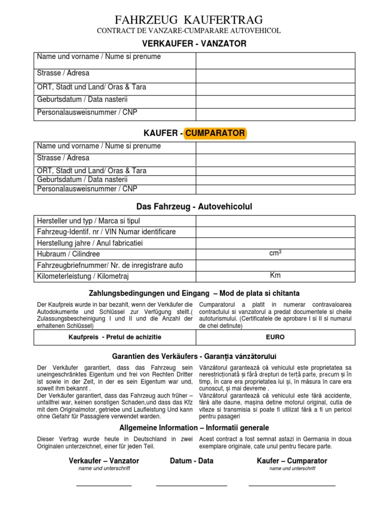 348994754 Contract Vanzare Cumparare Auto Din Germania Bilingv Pdf