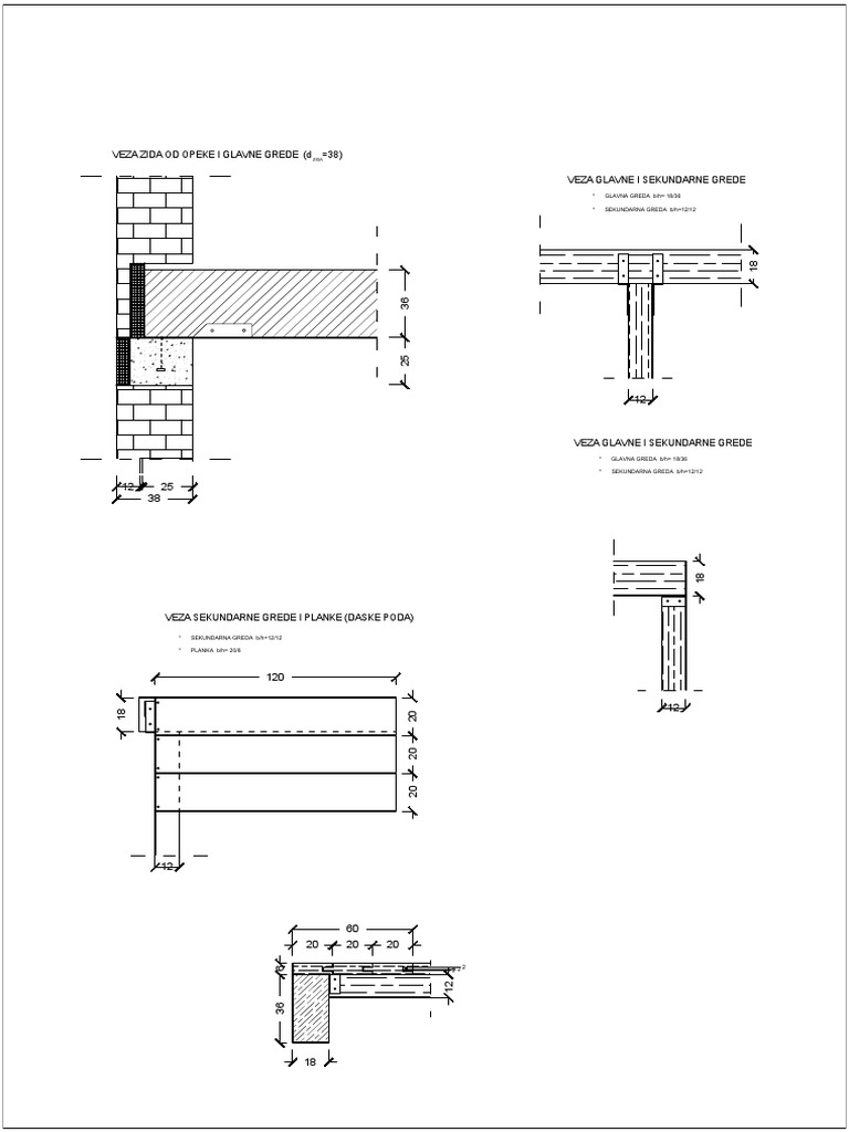 Connection Details for Brick Walls, Primary and Secondary Beams, and ...