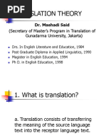 Translation Theory: Dr. Mashadi Said