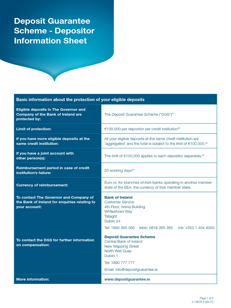 Deposit Guarantee Scheme Overview | PDF | Deposit Insurance | Deposit ...