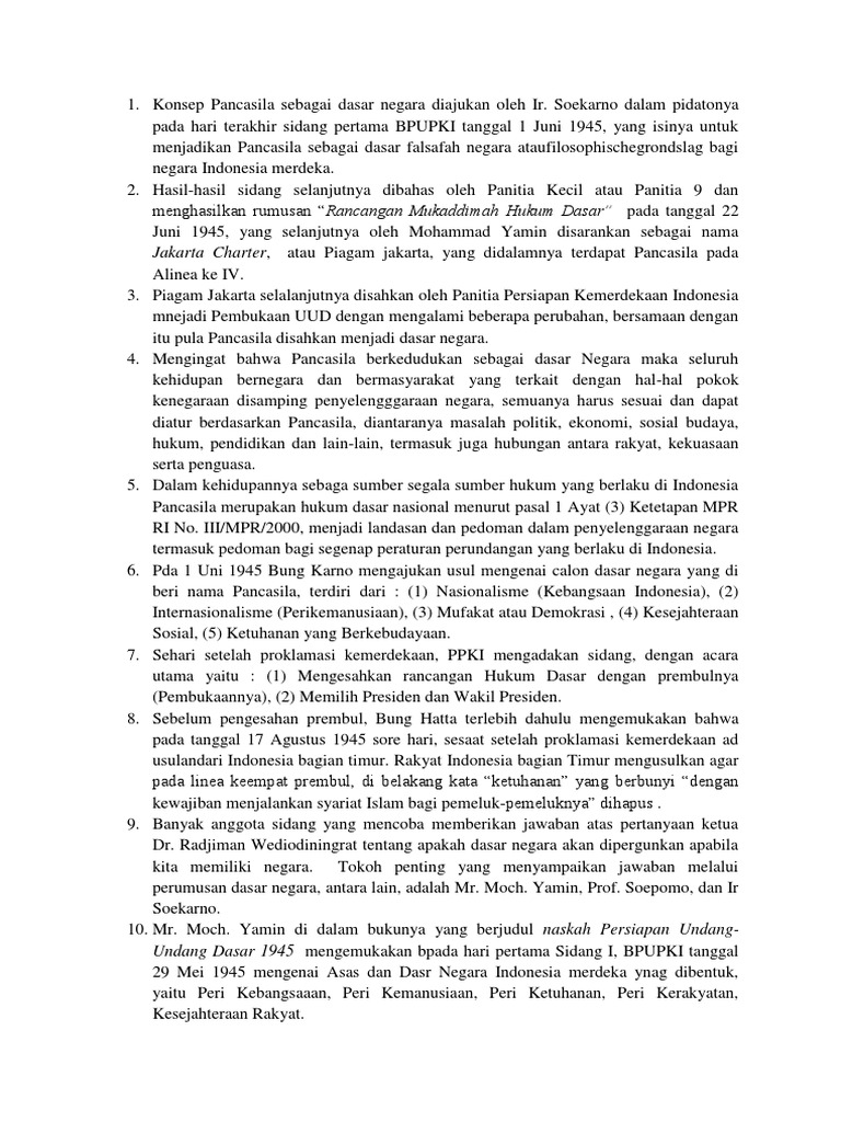 Konsep Pancasila Sebagai Dasar Negara