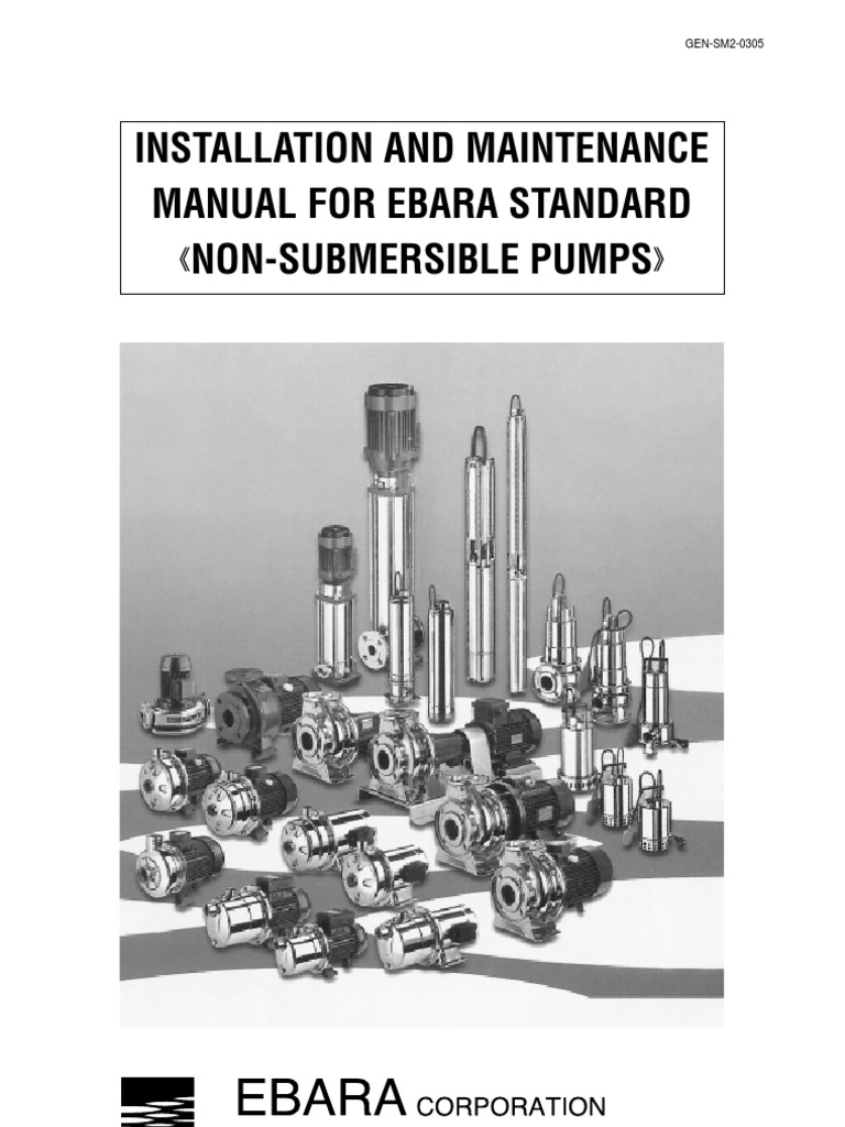 Installation And Maintenance Manual Ebara Non Submersible Pump Pdf Pump Leak