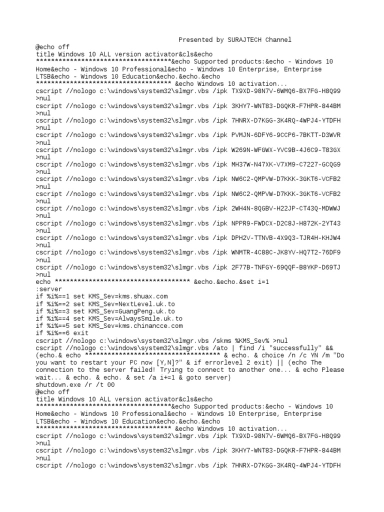 Windows 10 Activation Script Guide | PDF | Windows Nt | Personal Computers