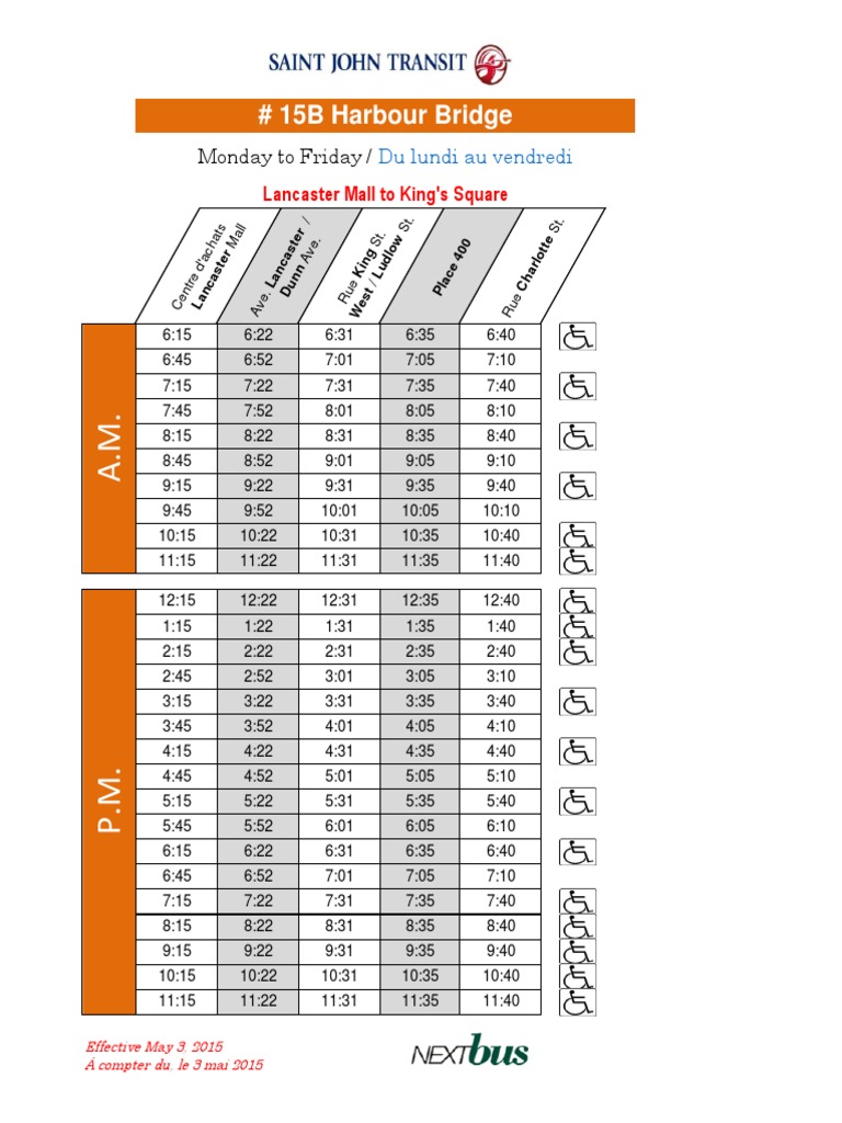 Route 15B Harbour Bridge Effective May32015 | PDF