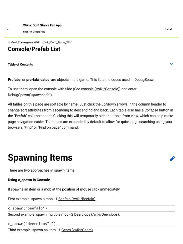 Console Prefab List Don T Starve Game Wiki Fandom Powered By Wikia Nature