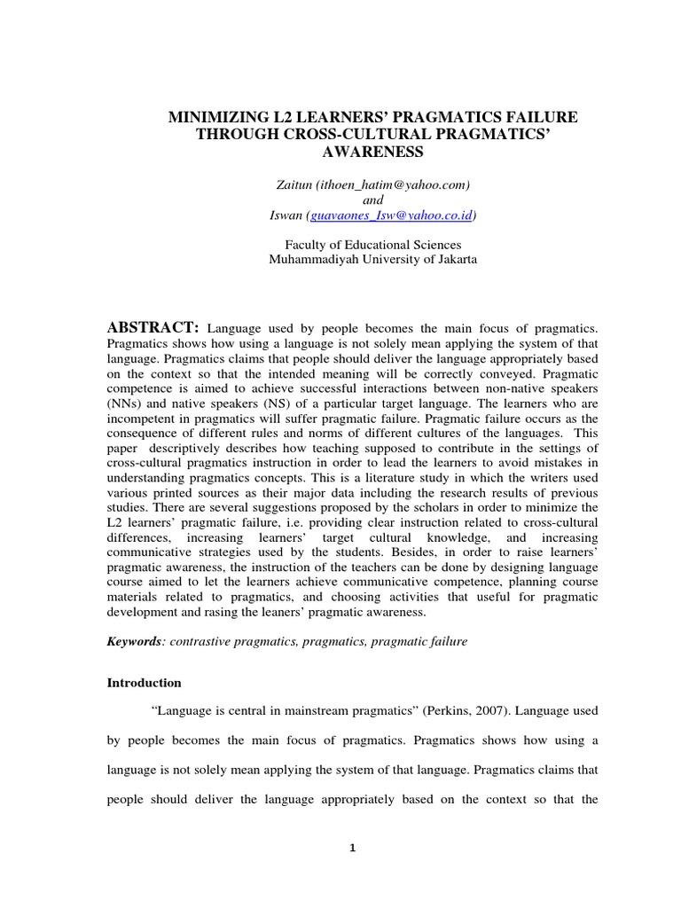 Minimize L2 Pragmatic Failure: Strategies | PDF | Second Language ...