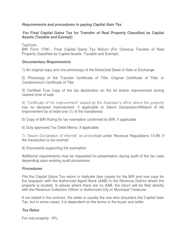 Capital Gains Tax Guide for Property Sellers | PDF | Capital Gains Tax ...