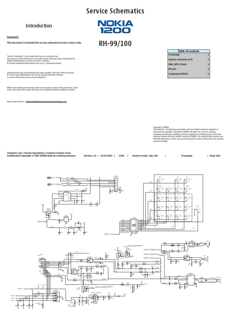 Nokia 1200 rh-99, rh-100 Service Schematics v1.0 PDF | PDF | Business