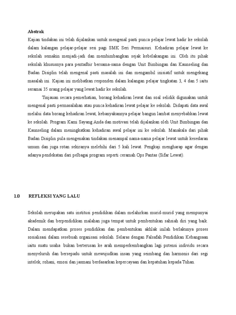 Soal Selidik Lewat Hadir Ke Sekolah Pdf