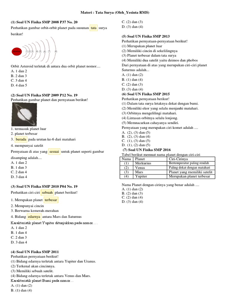 13_kumpulan Soal UAN SMP_Tata Surya