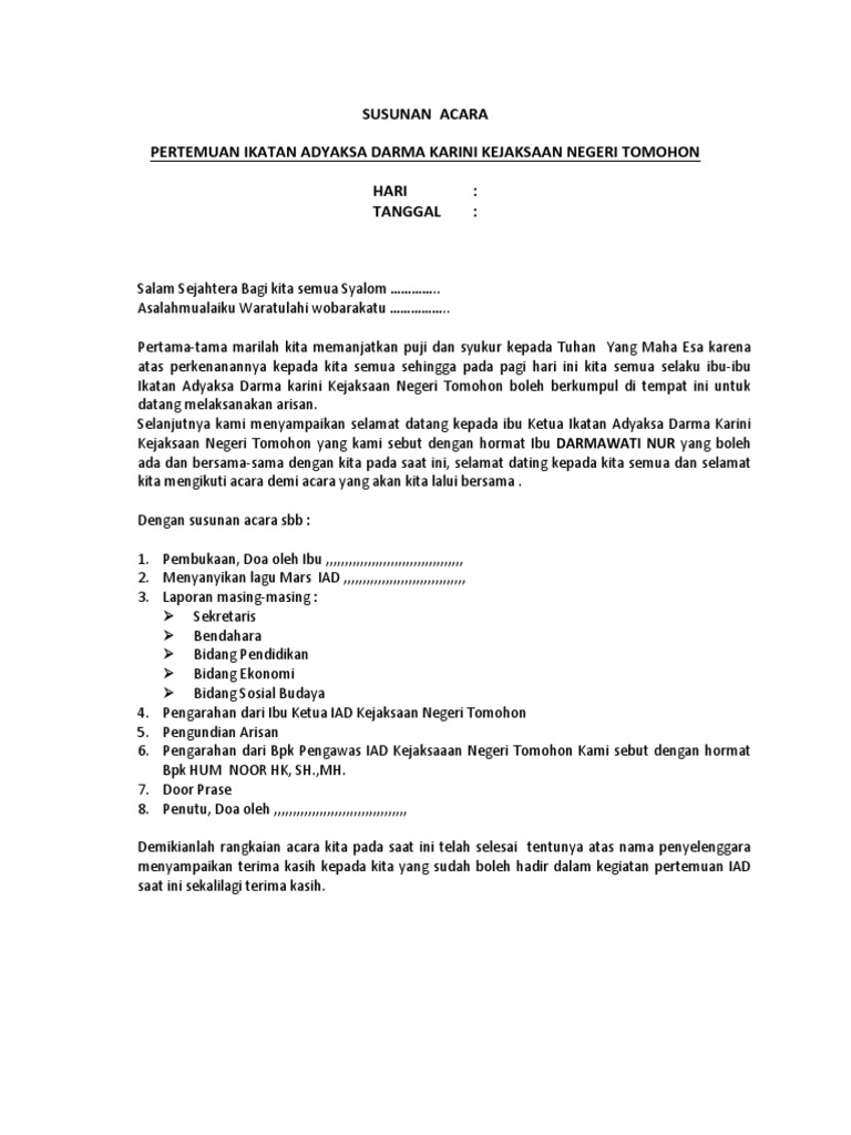 Susunan Acara Arisan Iad