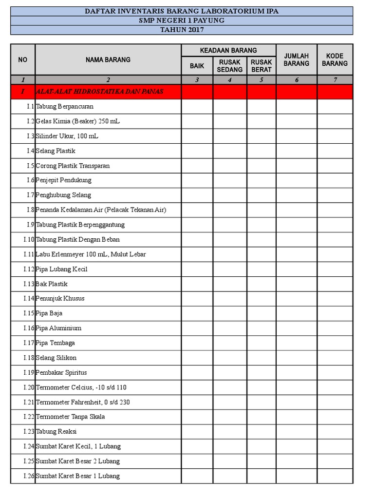 Contoh Format Data Inventaris Barang Imagesee
