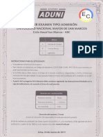 Ec - Primer Examen Tipo Admisión Unmsm - Anual San Marcos - ABC - 2017