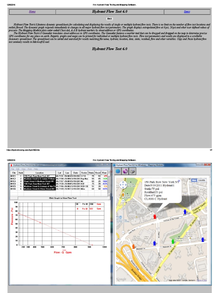 Fire Hydrant Flow Testing and Mapping Software Microsoft Excel