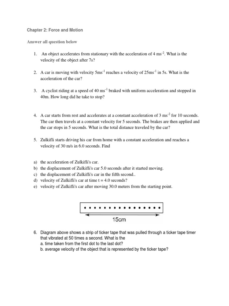 Force and Motion Problem Set | PDF | Velocity | Force
