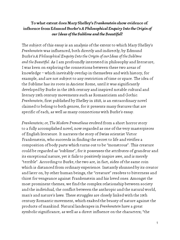Frankenstein: A+ Student Essay | SparkNotes