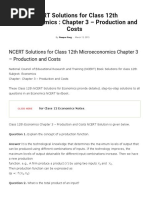 NCERT Solutions For Class 12th Microeconomics - Chapter 3 - Production and Costs - AglaSem Schools