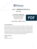Finance 611: Corporate Finance: FALL 2016