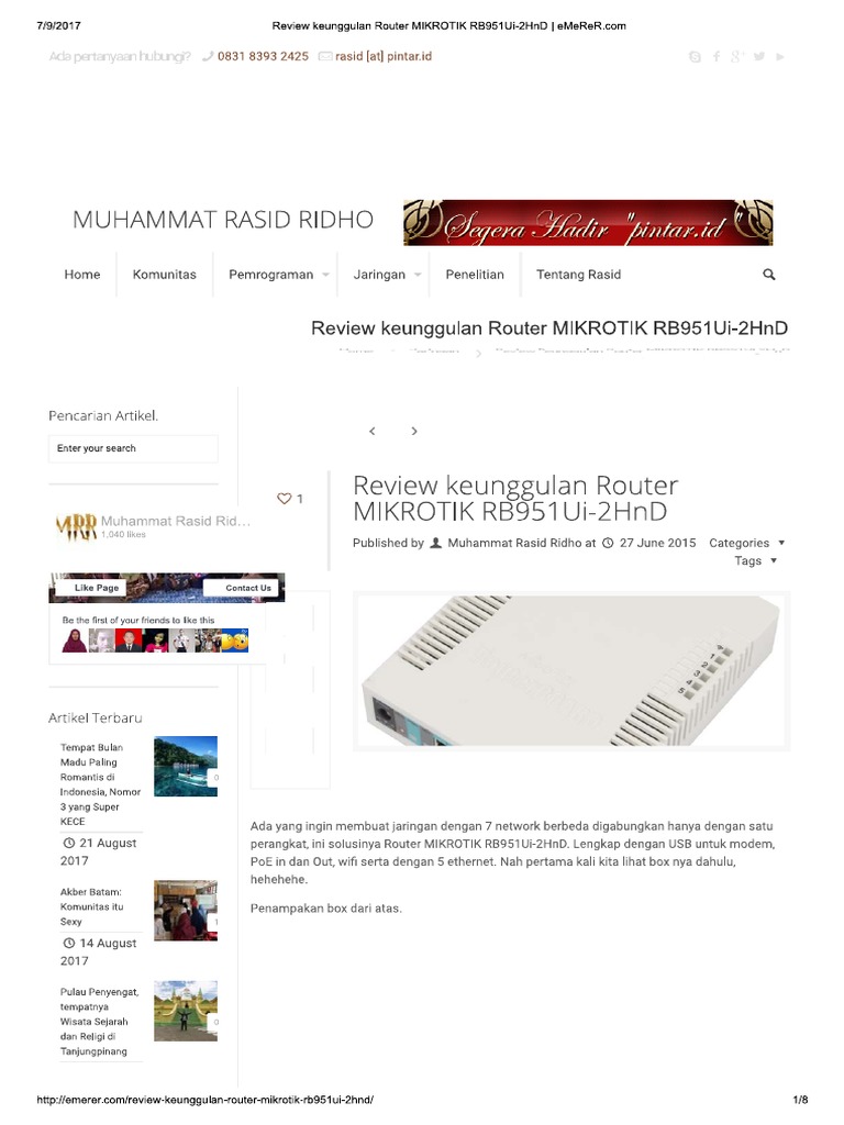 Review Keunggulan Router MIKROTIK RB951Ui-2HnD - EMeReR | PDF