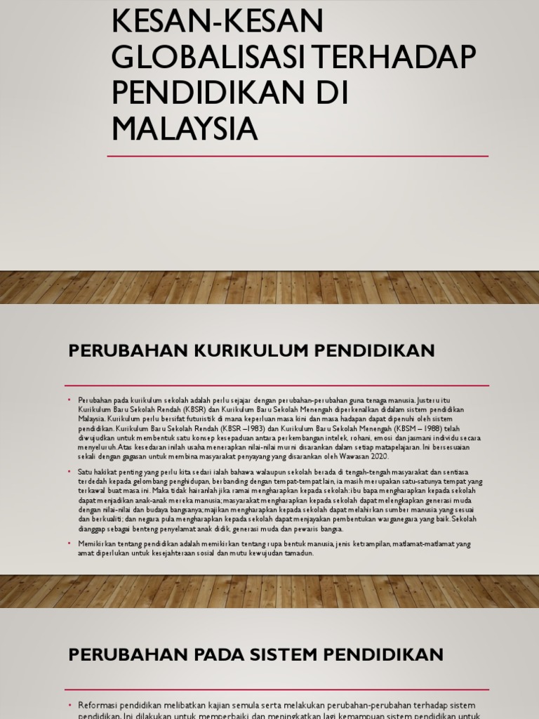 Kesan-Kesan Globalisasi Terhadap Pendidikan Di Malaysia  PDF