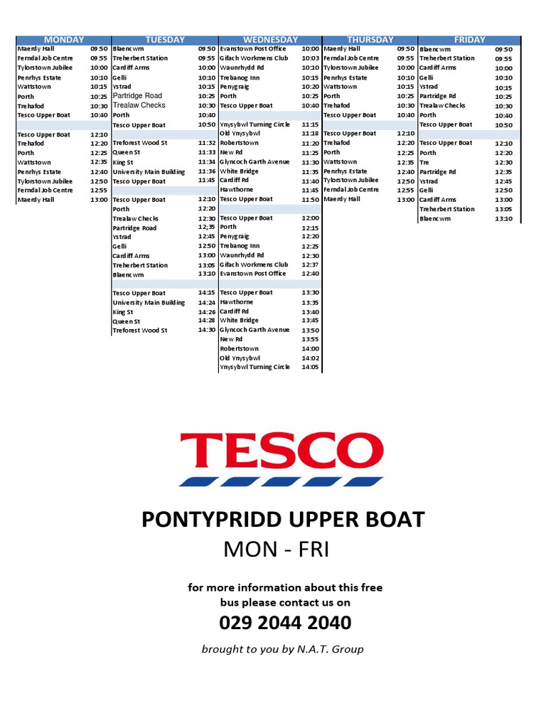 Free Bus Tesco Pontypridd 1 PDF