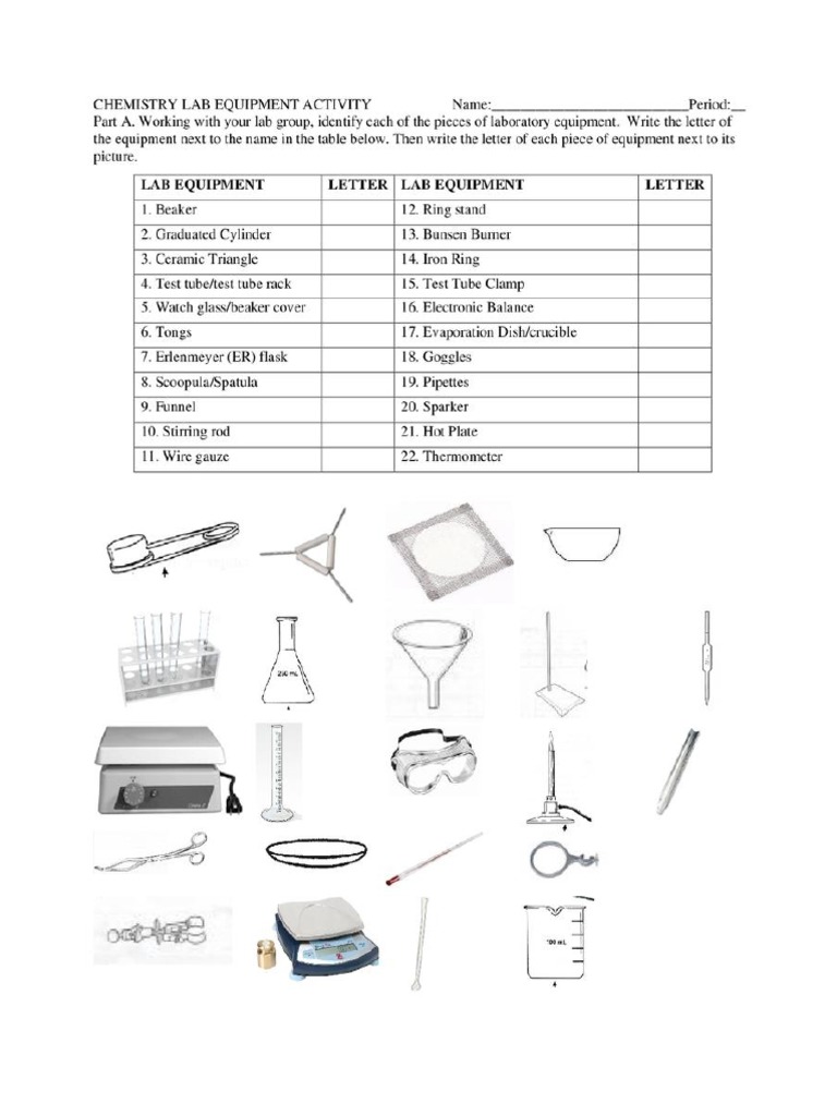 Lab Equipment Activity PDF
