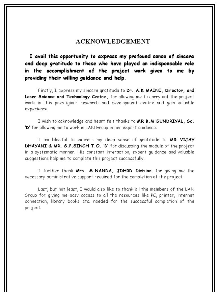 Research Project Acknowledgements | PDF