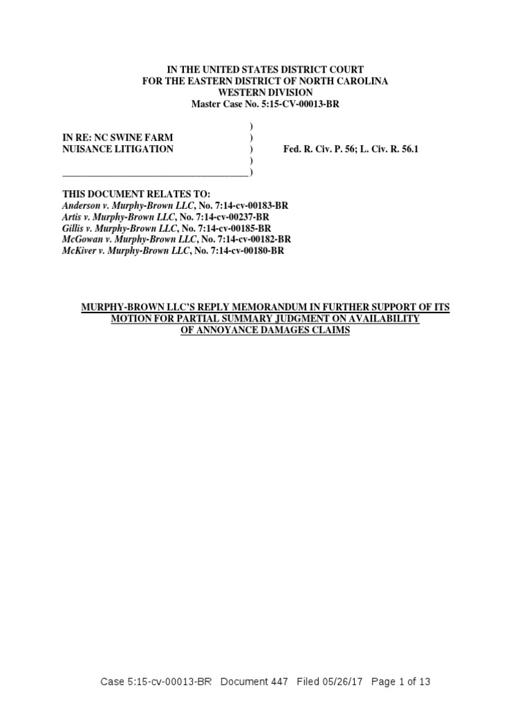 Murphy Brown Motion PDF Damages Nuisance