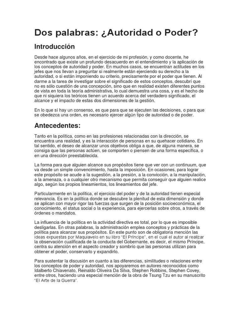 Dos Palabras Autoridad o Poder | PDF | Liderazgo | Toma de decisiones