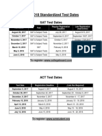 sat act 2017-2018 test dates