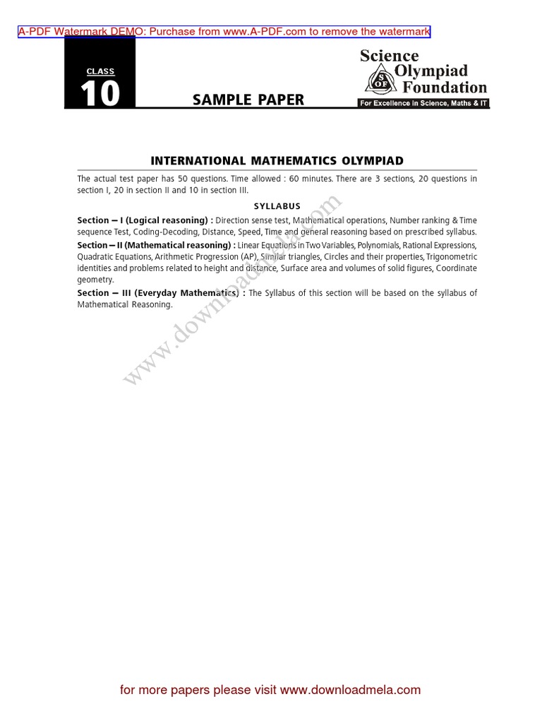 International Mathematics Olympiad Guide | PDF | Equations | Elementary ...