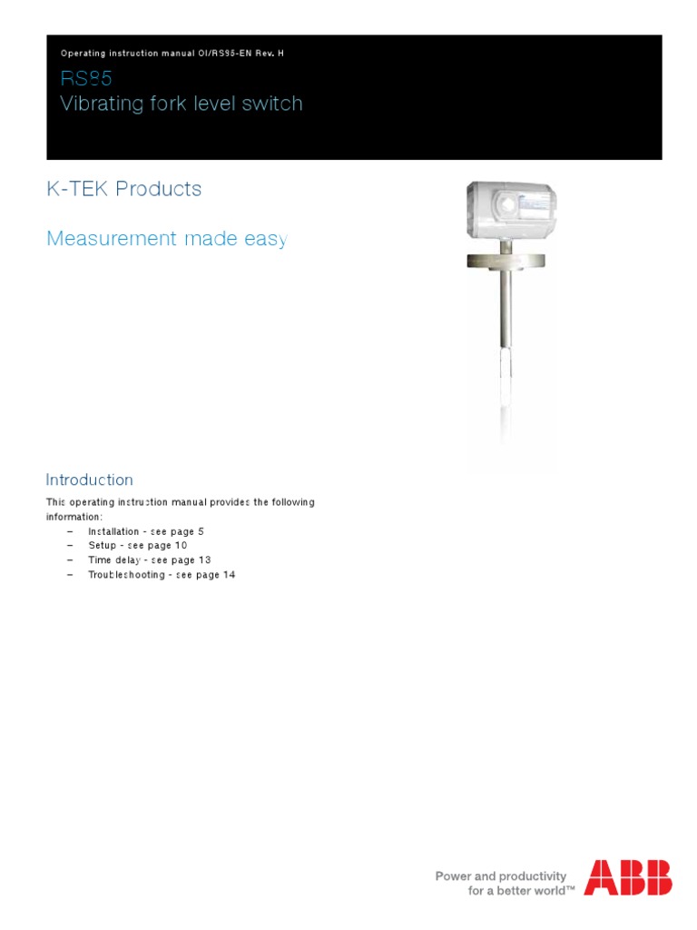 Level Switch RS85 - Tanda | PDF | Relay | Switch