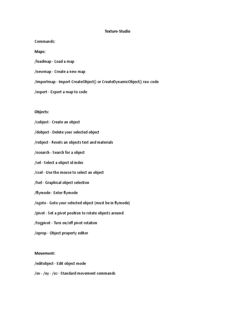 SAMP Texture Studio Commands Guide | PDF | Texture Mapping | Computer ...