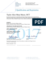 Certificate of Qualification and Registration: Taylor Alice Mary Masse, OCT