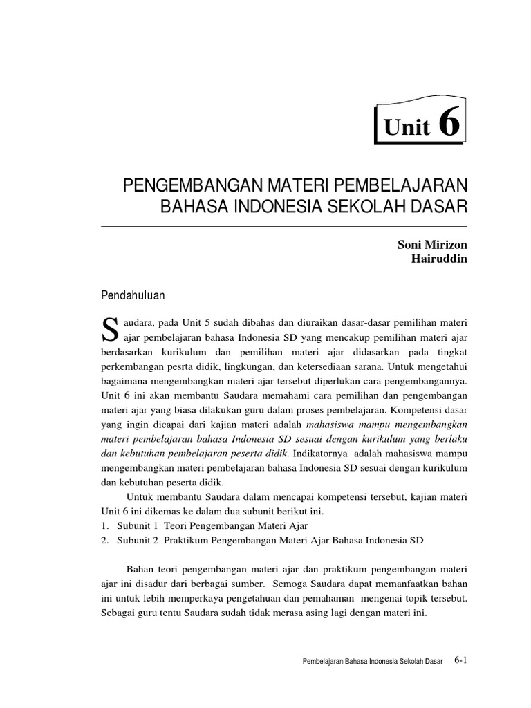 Materi Pembelajaran Bahasa Indonesia Di Sd - Cara Mengajarku