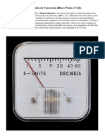 DBM - Tabela de Conversão DBM X Watts X Volts