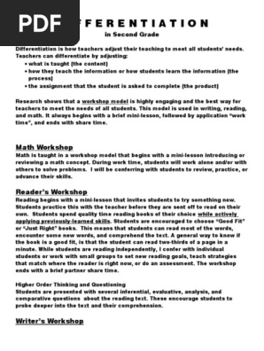 Differentiation Letter 2nd Reading Process Education Theory