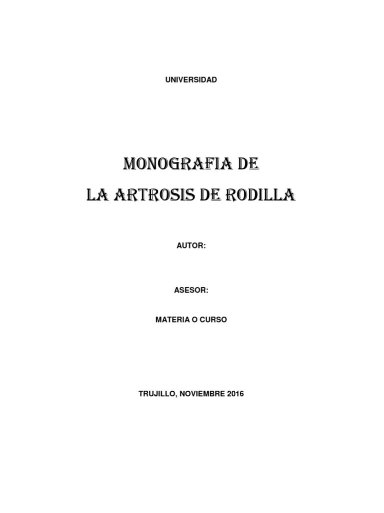 Monografia de Artrosis de Rodilla, PDF, Rodilla