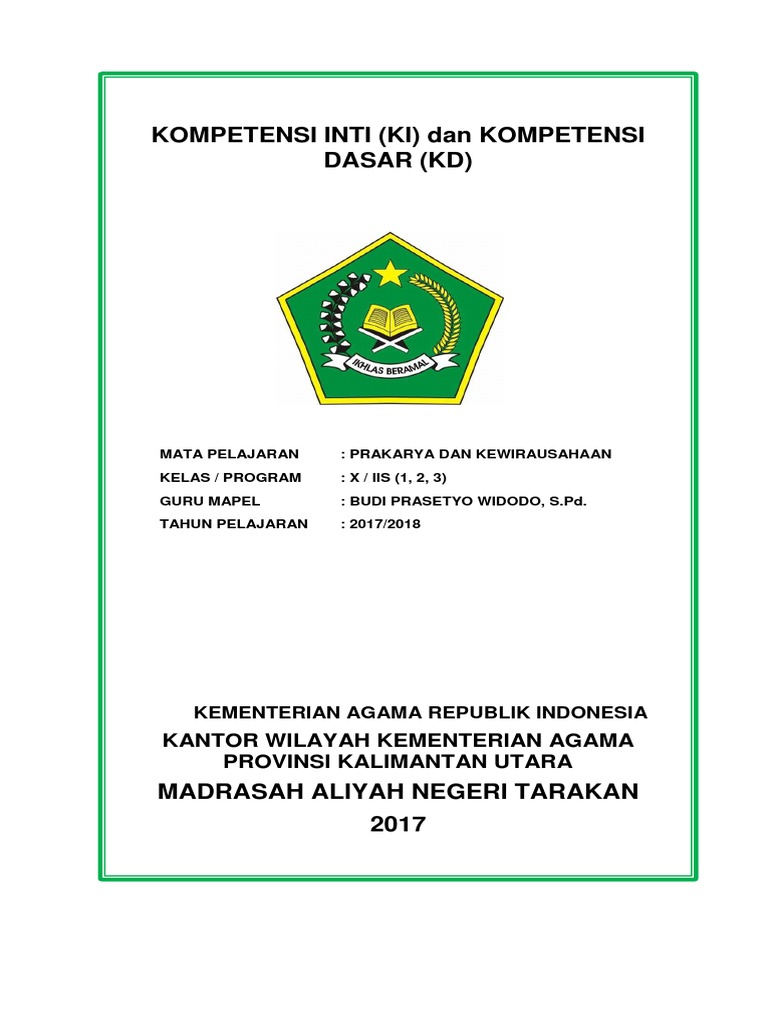 Cover KiKd Mapel Prakarya Dan Kewirausahaan PDF