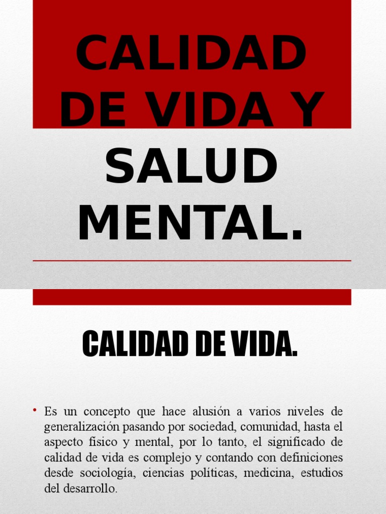 Calidad de Vida y Salud Mental | PDF