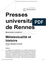 Métatextualité Et Métafiction - Métatextualité Et Histoire - Presses Universitaires de Rennes
