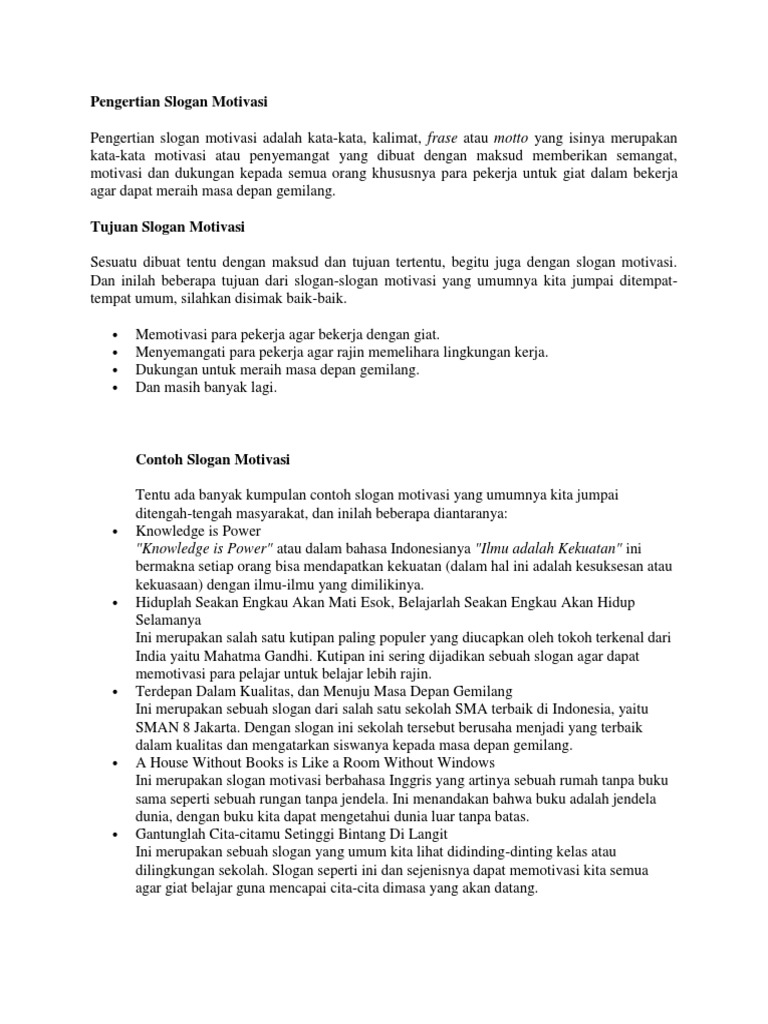 Pengertian Slogan Motivasi Pengertian Slogan Motivasi