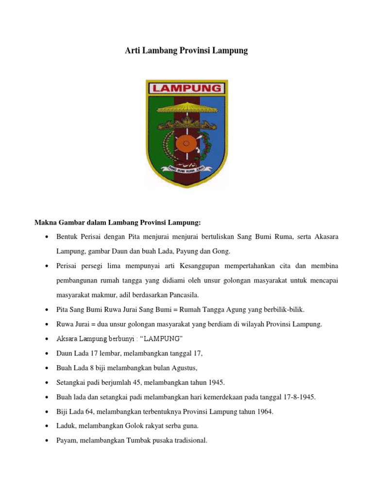 Arti Lambang Provinsi Lampung