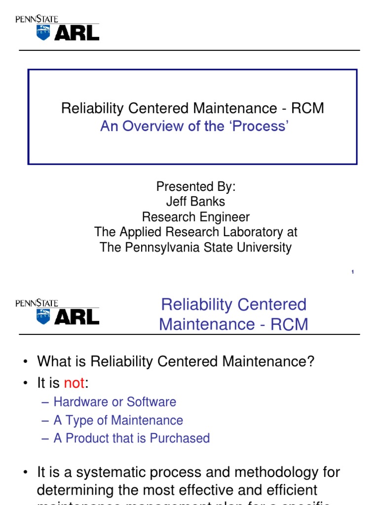 Overview of Reliability Centered Maintenance | PDF | Reliability ...