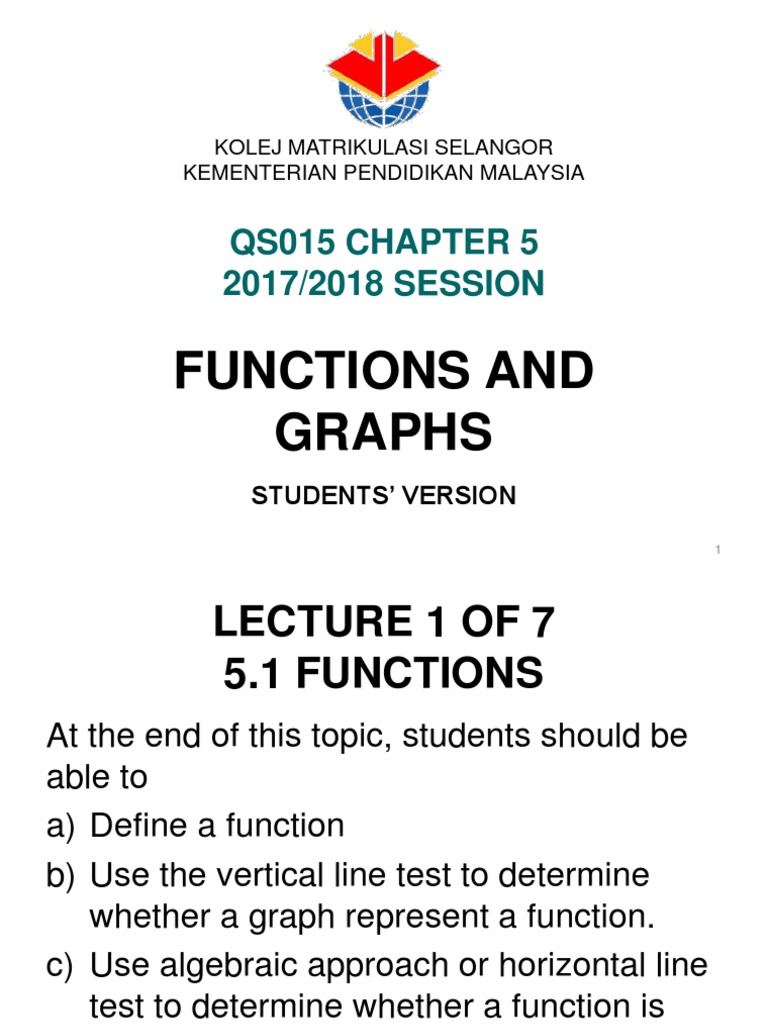Functions & Graphs for Students | PDF | Function (Mathematics ...