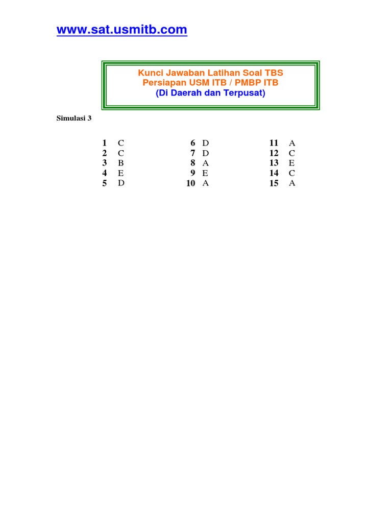 Tes Bakat Skolastik Sma Dan Kunci Jawabannya Ilmusosial Id