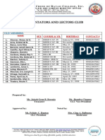 Commentators and Lectors Club Official List.