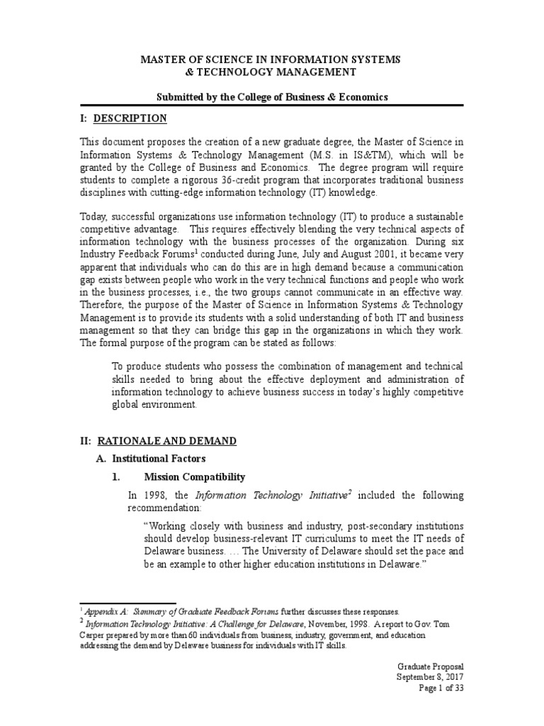 M.S. in Information Systems & Technology Management | PDF | University ...