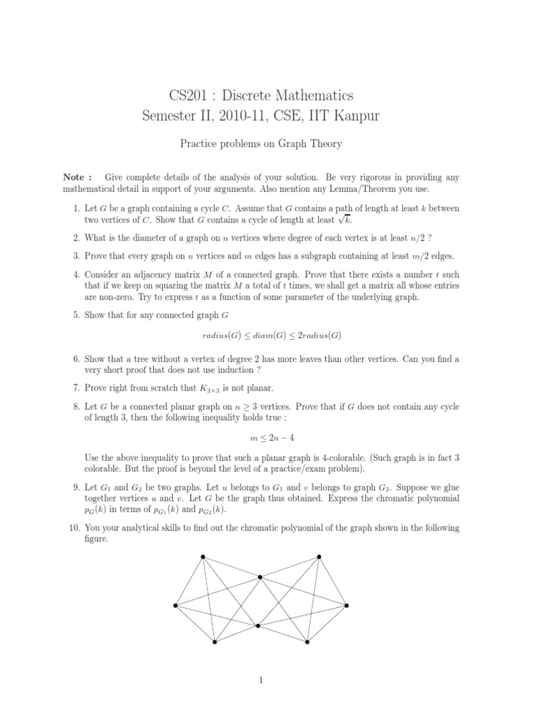 Graph Theory Practice Problems | PDF | Graph Theory | Vertex (Graph Theory)