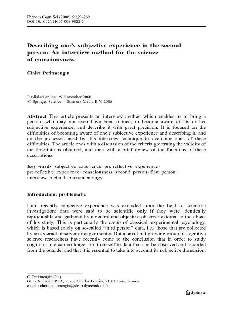 Petitmangean Interview PDF | PDF | Consciousness | Attention